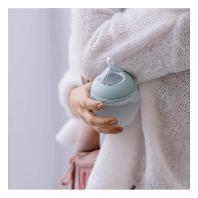 Fläschchen aus medizinischem Silikon und physiologischer Nuckel | Mintgrün