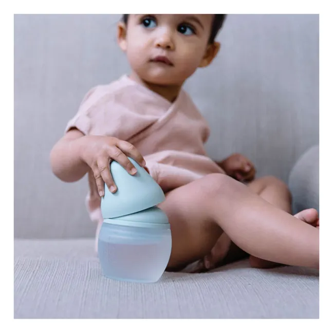 Fläschchen aus medizinischem Silikon und physiologischer Nuckel | Mintgrün