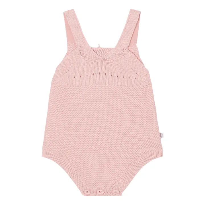 Organic Cotton and Merino Wool Romper | Pink- Product image n°0