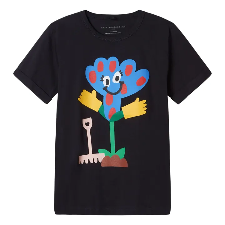 Flower Organic Cotton T-shirt | Black- Product image n°0
