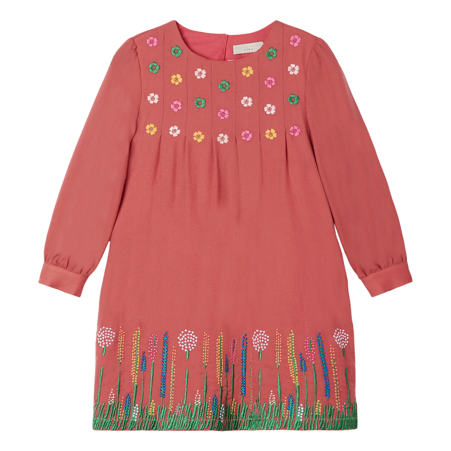 Stella Mccartney Kids Raspberry Red Embroidered Woollen Dress