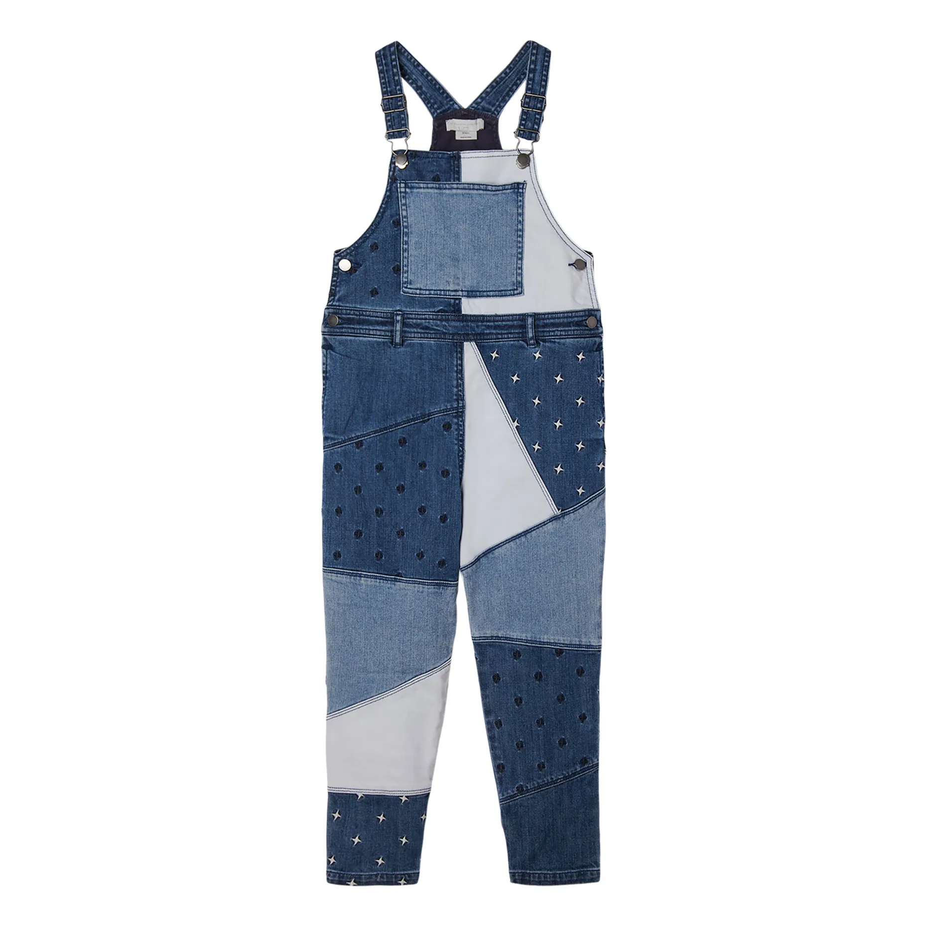 Stella Mccartney Kids Denim Blue Patchwork Denim Dungarees