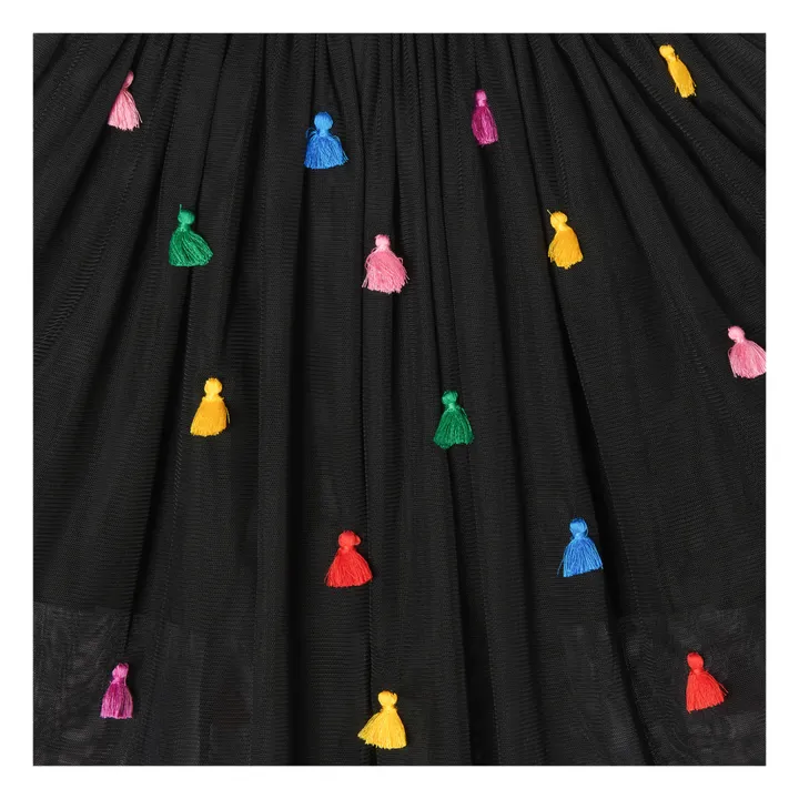 Falda larga Tul Poliéster Reciclado Pompones | Negro- Imagen del producto n°1