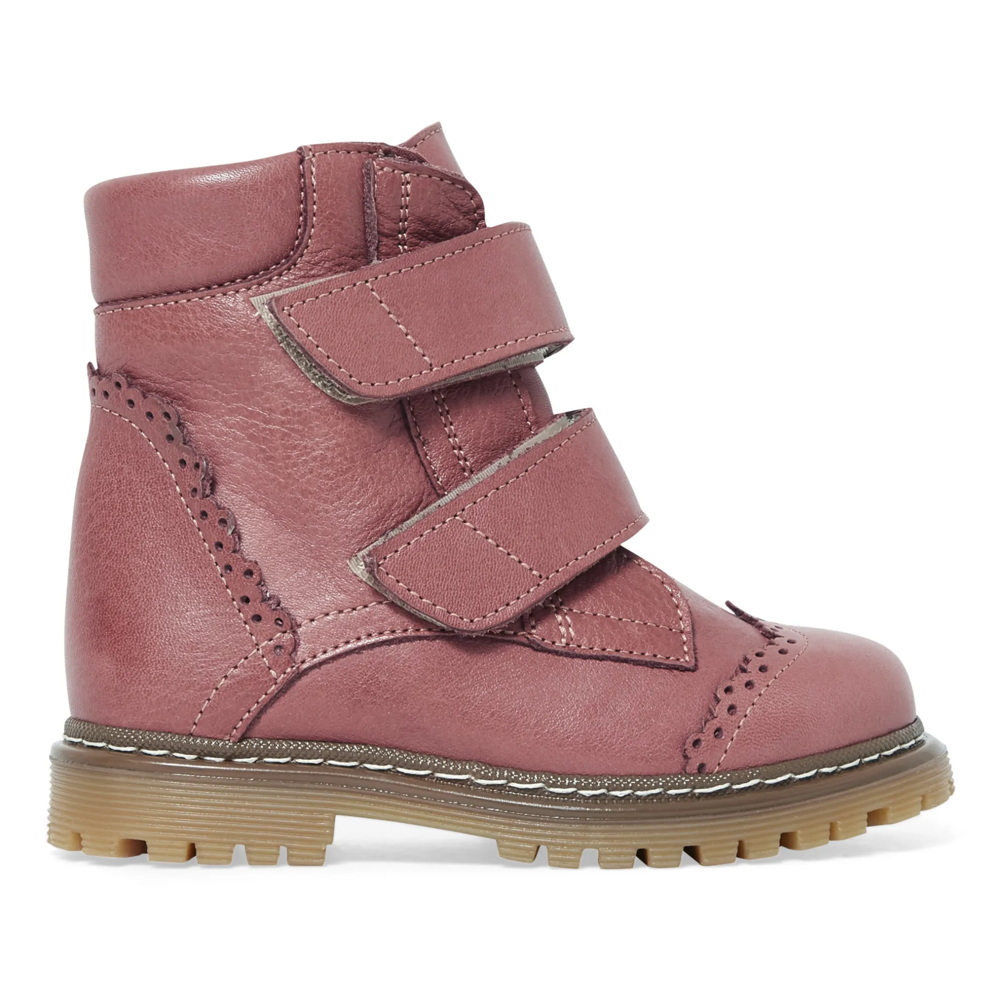 Angulus Dusty Pink Velcro Topstiched Boots