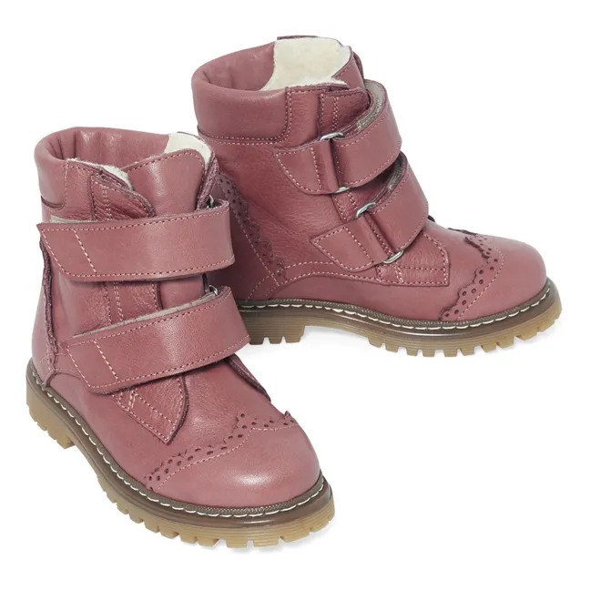 Velcro Topstiched Boots | Dusty Pink