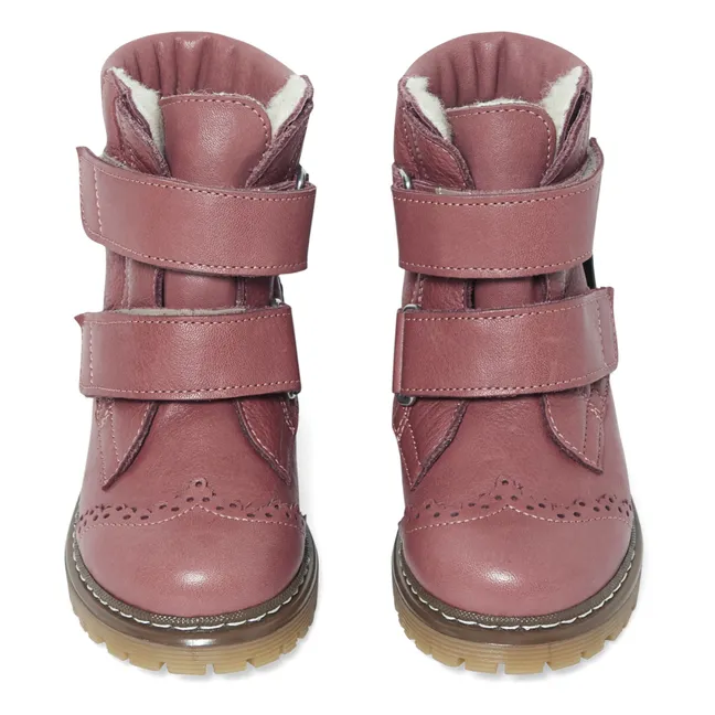 Velcro Topstiched Boots | Dusty Pink