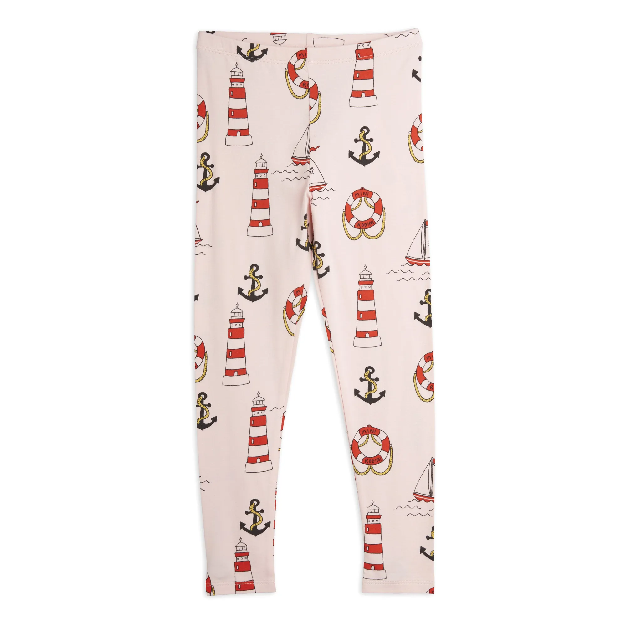 Mini Rodini Pink Organic Cotton Lighthouse Leggings