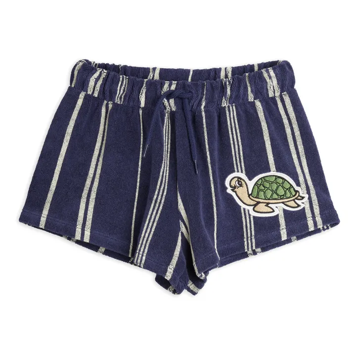 Pantalón corto a rayas de algodón orgánico Tortuga | Azul Marino- Imagen del producto n°0