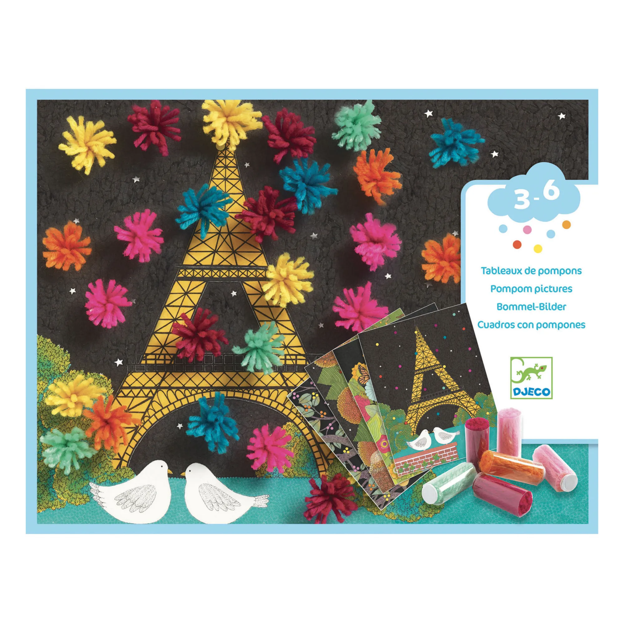 Djeco Multicoloured Pompom Explosion Collage Activity