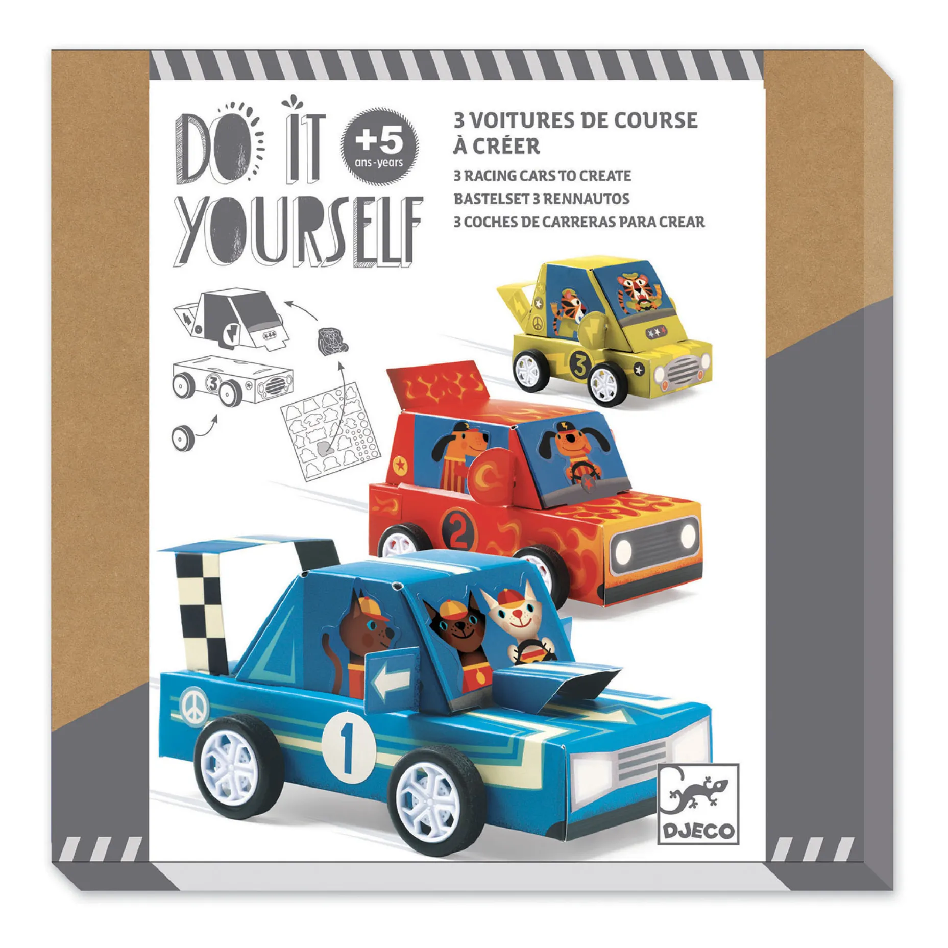 Djeco Multicoloured Diy - Racecars