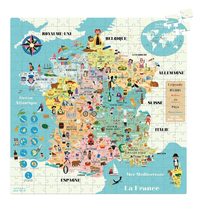 Puzzle carte de France  Ingela P.Arrhenius - 300 pièces