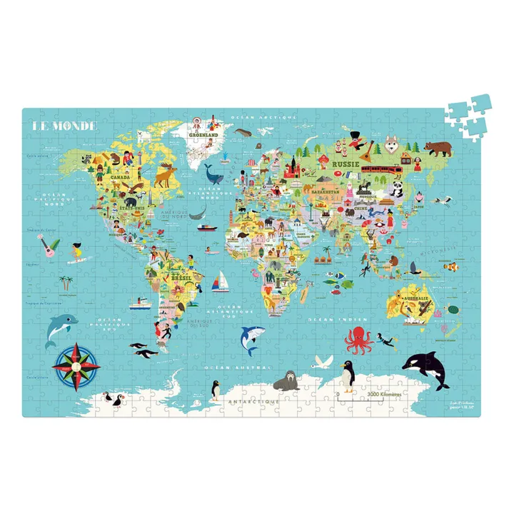 Puzzle carte du Monde Ingela P.Arrhenius - 500 pièces- Image produit n°0