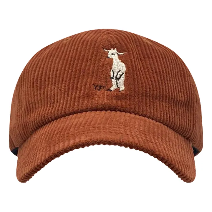 Cappellino in velluto, ricamato, modello: Goats | Caramello- Immagine del prodotto n°0