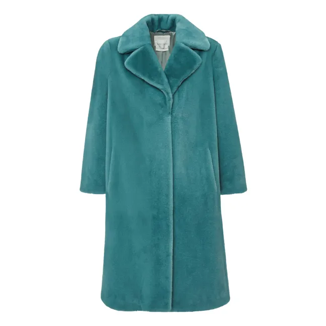 Abrigo largo de piel sintética | Azul