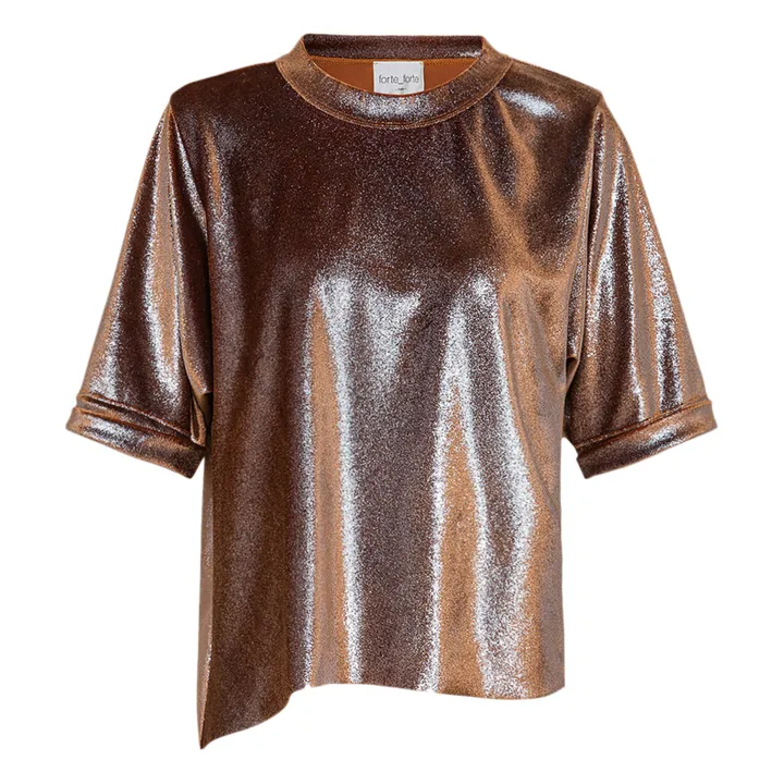 Lockeres Jersey-T-Shirt Lamé-Velours | Rotgold- Produktbild Nr. 0