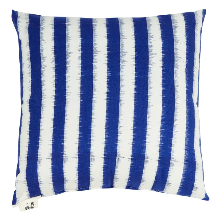 Coussin Navy stripes ikat | Bleu- Image produit n°0