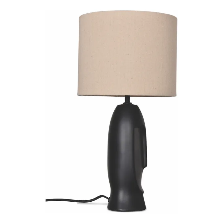 Ceramic Face Table Lamp | Black- Product image n°1