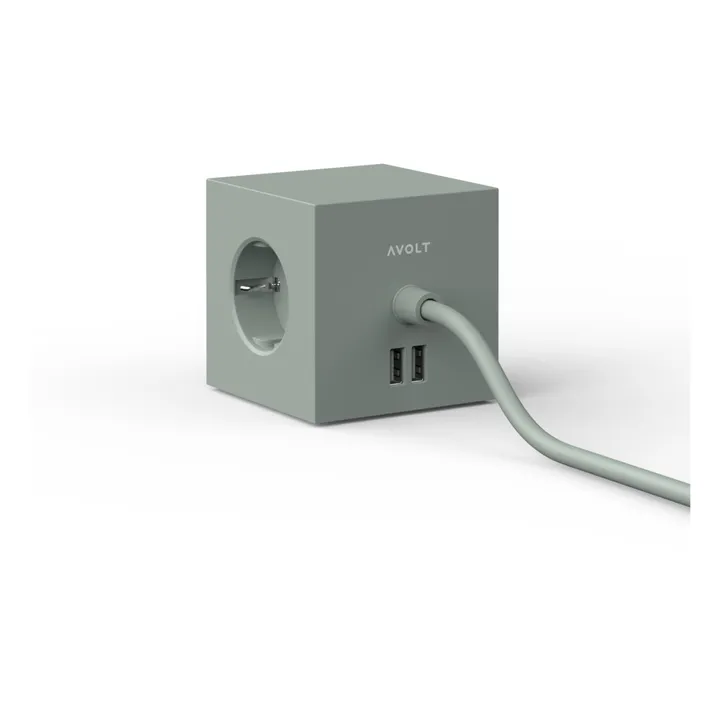 Verlängerungskabel Square 1 mit USB-Stecker | Khaki- Produktbild Nr. 2
