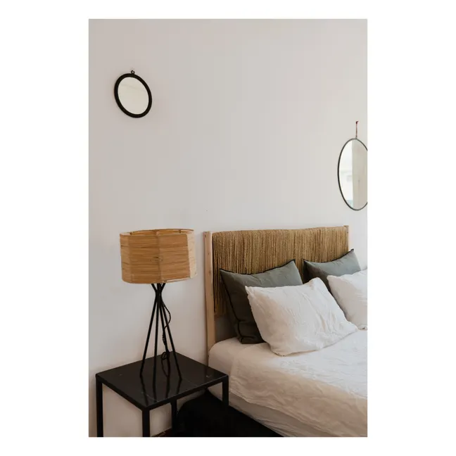 Palm Leaf and Raw Wood Bedhead