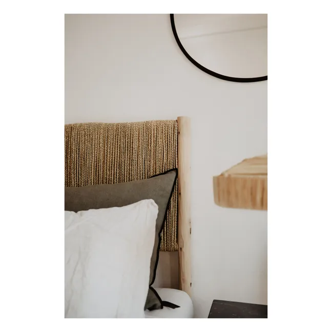 Palm Leaf and Raw Wood Bedhead