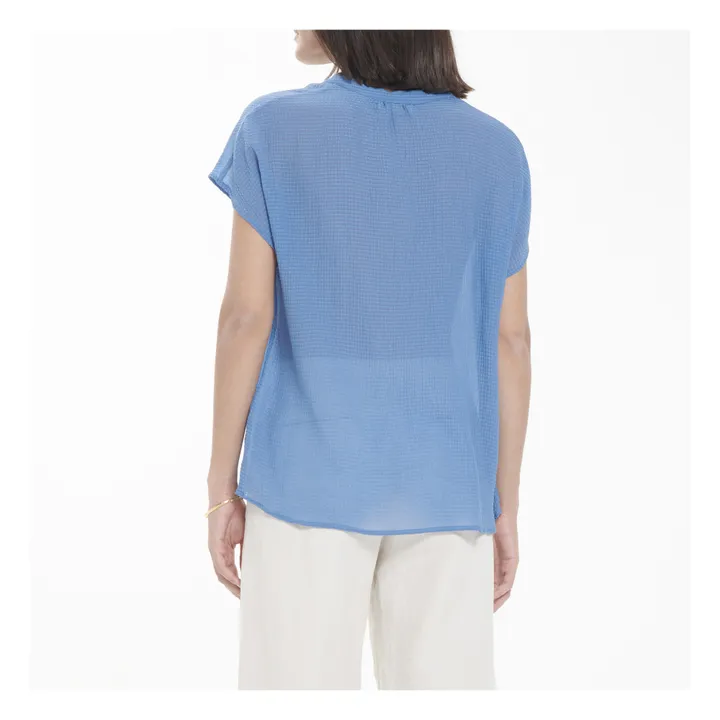 Olbia Silk and Cotton Waffle Top  | Blue- Product image n°3