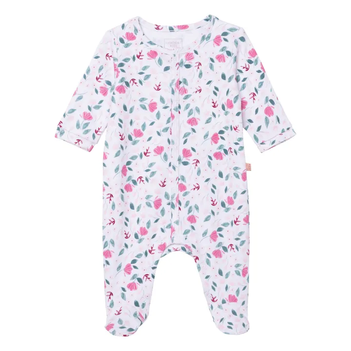 Pijama con pies de algodón ecológico Flores | Crudo- Imagen del producto n°0