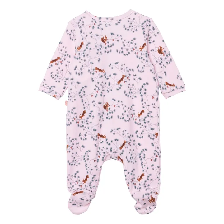 Squirrel Organic Cotton Footed Pyjamas | Pink- Product image n°2