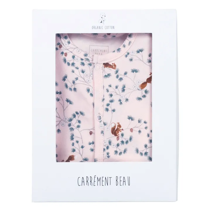 Squirrel Organic Cotton Footed Pyjamas | Pink- Product image n°3