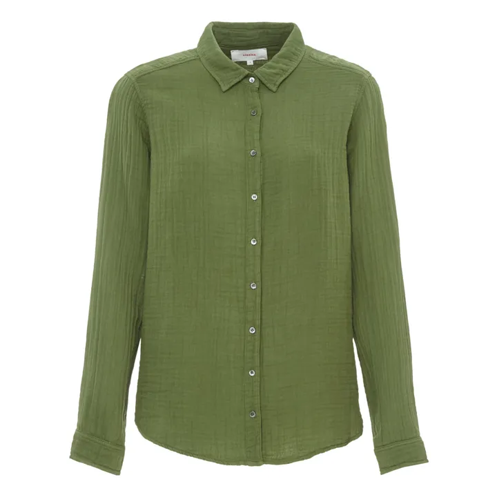 Camisa Scout de gasa de algodón | Verde Kaki- Imagen del producto n°0