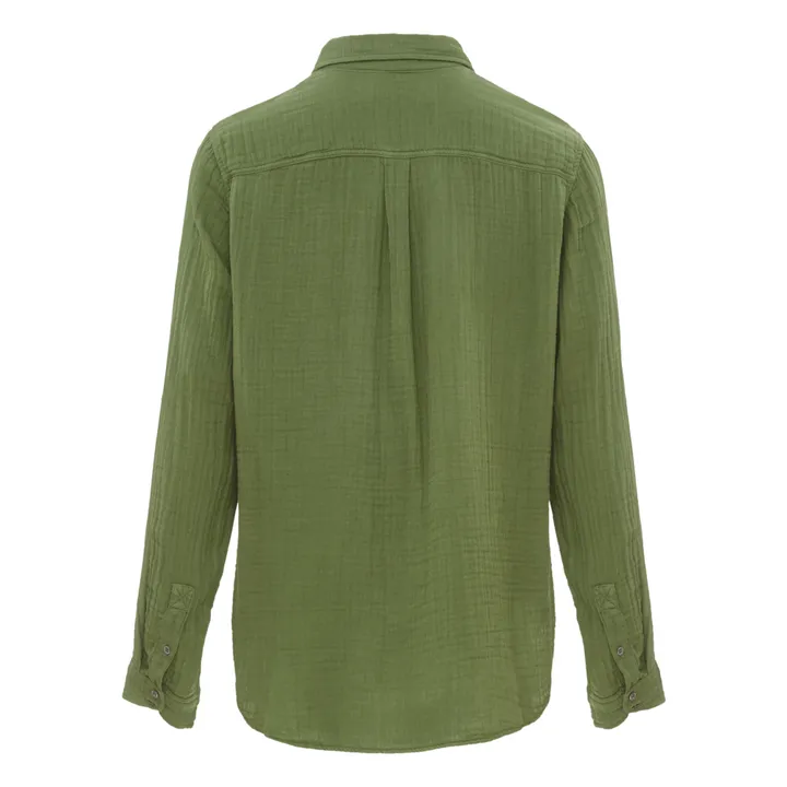 Camisa Scout de gasa de algodón | Verde Kaki- Imagen del producto n°3