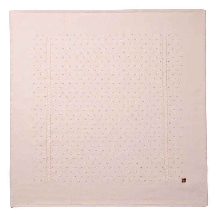 Manta de punto de lana y algodón orgánico | Rosa- Imagen del producto n°0