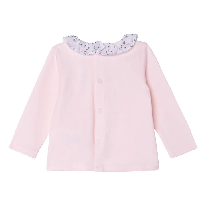 Organic Cotton T-shirt with Floral Collar | Pink- Product image n°2