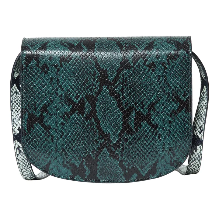 Dina Embossed Leather Python Bag  | Blue- Product image n°4