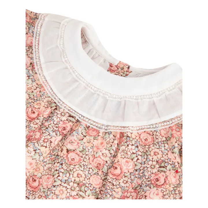 Vestido de flores con cuello de encaje | Rosa- Imagen del producto n°1