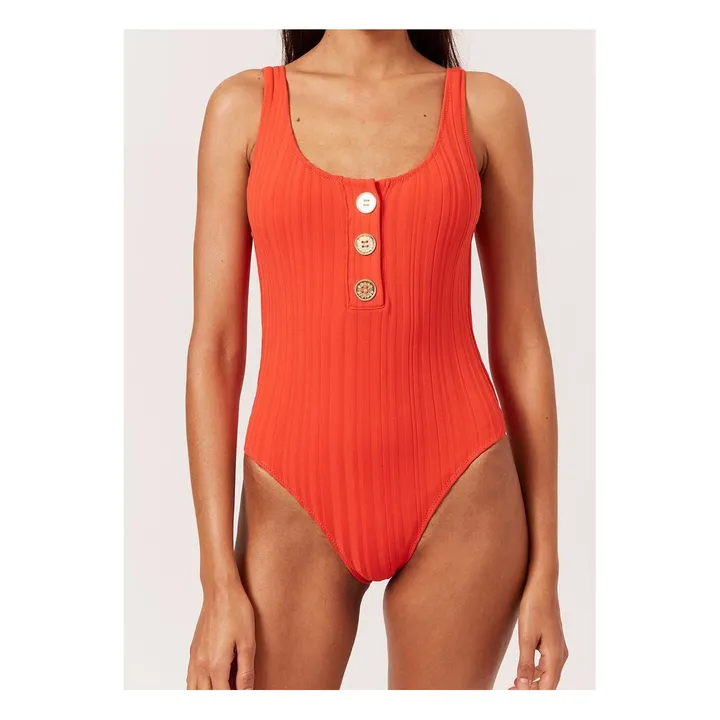Annemarie Buttoned Swimsuit | Blood orange- Product image n°0