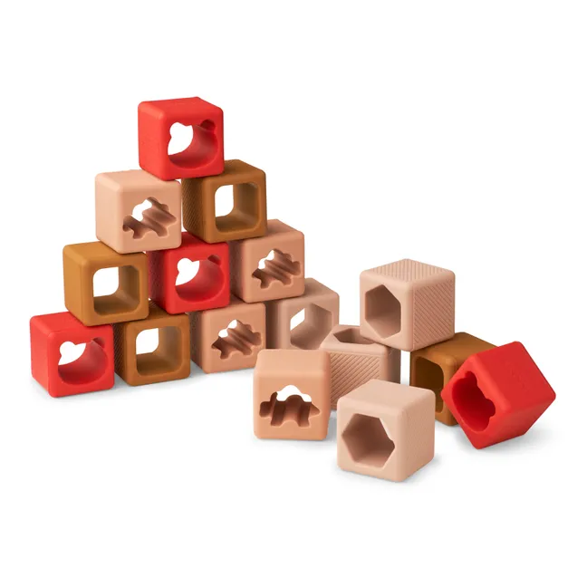 Blocchi di costruzione, modello: Loren, in silicone - Set di 16 | Rosa antico