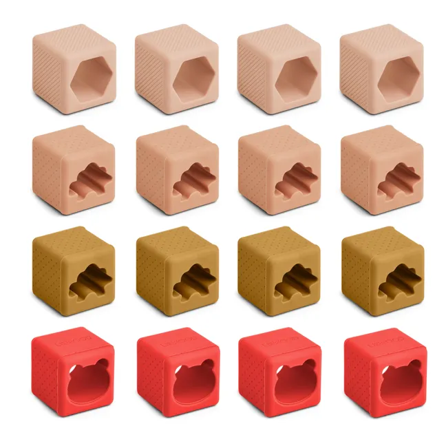 Blocchi di costruzione, modello: Loren, in silicone - Set di 16 | Rosa antico