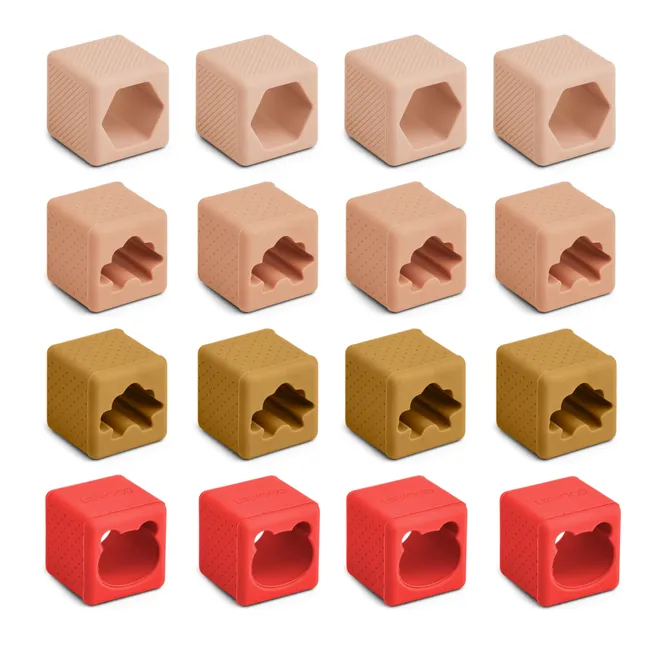 Blocs de constructions Loren en silicone - Set de 16 | Vieux Rose