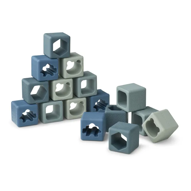 Blocs de constructions Loren en silicone - Set de 16 | Bleu pâle