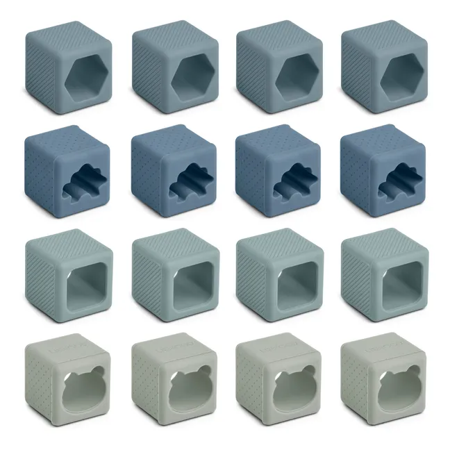 Blocs de constructions Loren en silicone - Set de 16 | Bleu pâle