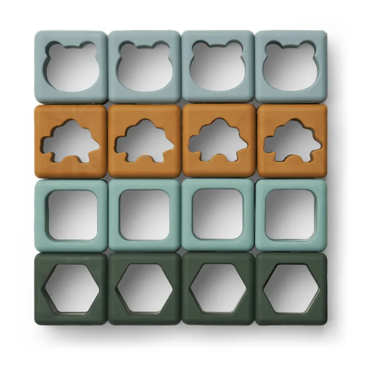 Loren Silicone Building Blocks - Set of 16 | Green- Product image n°0