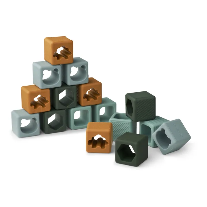 Loren Silicone Building Blocks - Set of 16 | Green- Product image n°1