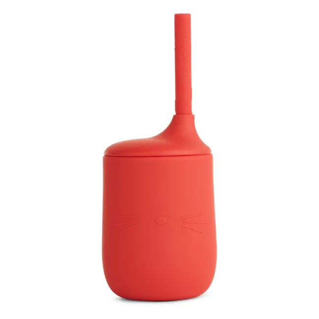 Vaso con pajita de silicona Ellis | Rojo