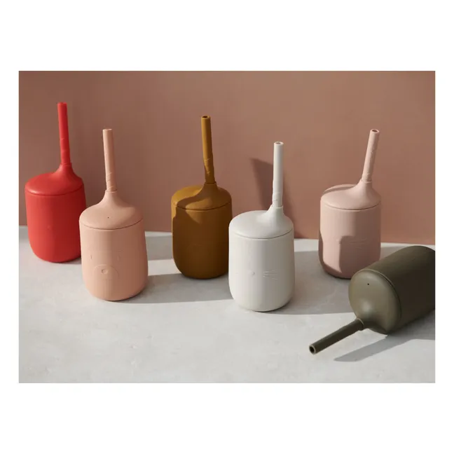 Vaso con pajita de silicona Ellis | Rojo