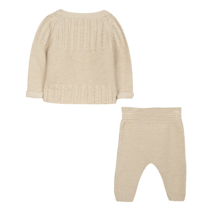 Cárdigan + leggings de algodón, seda y cachemir | Beige- Imagen del producto n°3