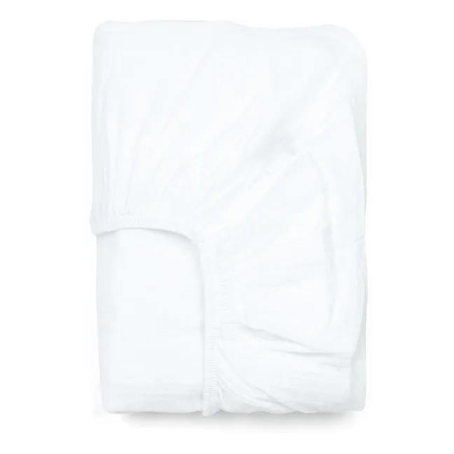 Spannbetttuch aus Baumwoll-Voile Dili | Weiß