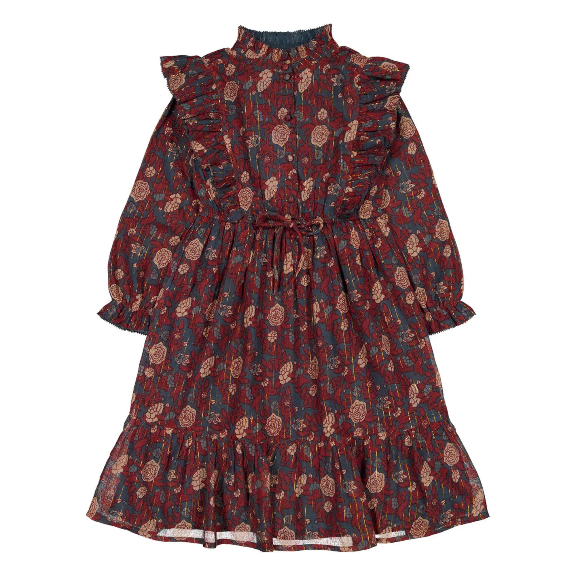 Louis Louise Burgundy Dahlia Long Lurex Dress