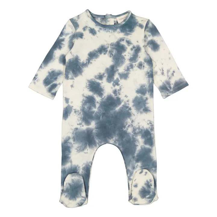 Moon Tie Dye Fleece Footed Pyjamas | Blue- Product image n°0