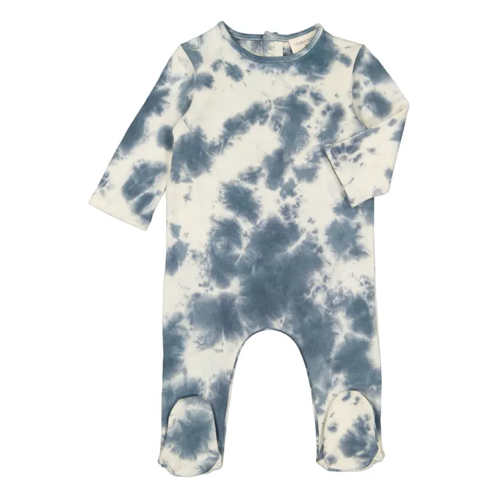 Moon Tie Dye Fleece Footed Pyjamas | Blue- Product image n°1