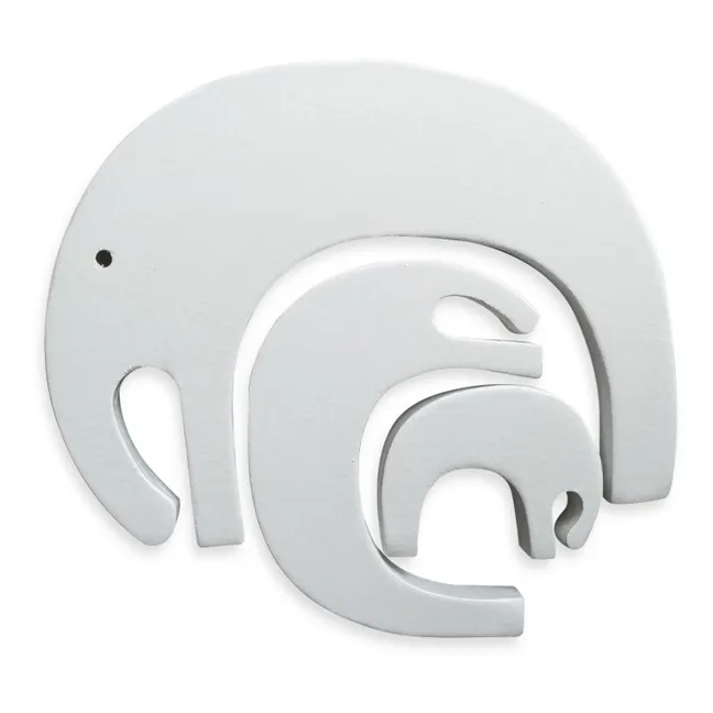 Elefante da impilare, in legno. | Bianco